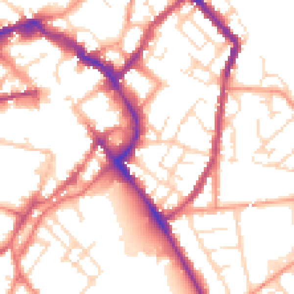 Daytime road noise heatmap for LE11 1AY