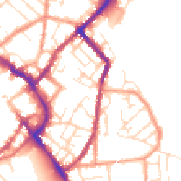 Daytime road noise heatmap for LE11 1BB
