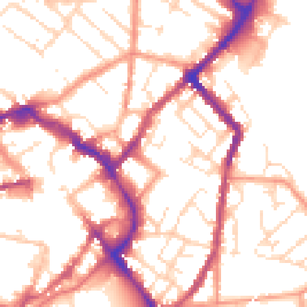 Daytime road noise heatmap for LE11 1BD