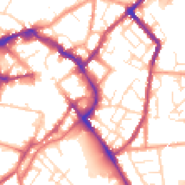 Daytime road noise heatmap for LE11 1BE