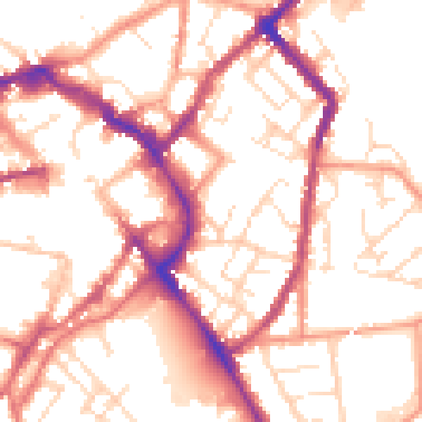 Daytime road noise heatmap for LE11 1BF