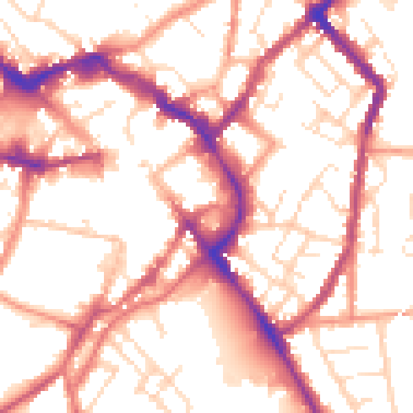 Daytime road noise heatmap for LE11 1BG