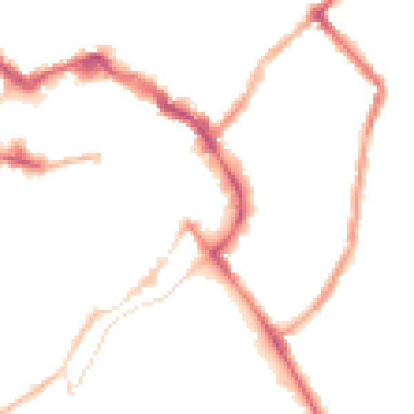 Night-time road noise heatmap for LE11 1BG