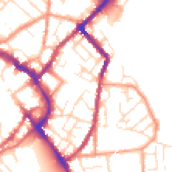 Daytime road noise heatmap for LE11 1BJ