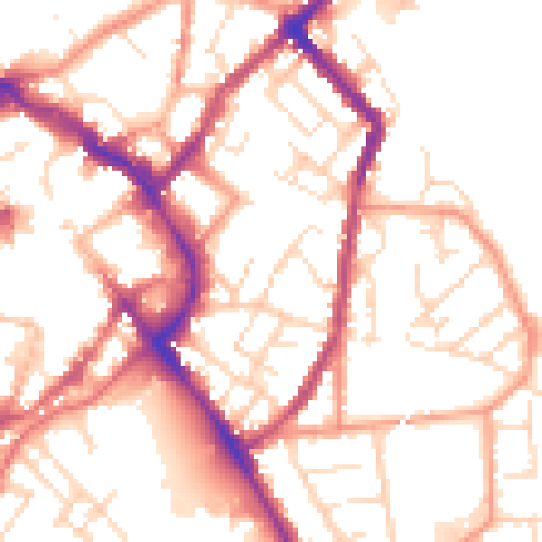 Daytime road noise heatmap for LE11 1BL