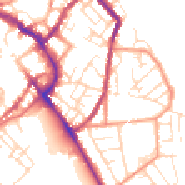 Daytime road noise heatmap for LE11 1BN