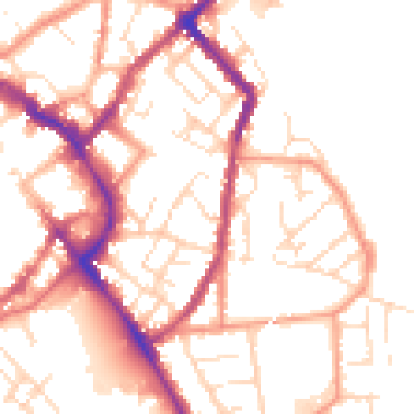 Daytime road noise heatmap for LE11 1BS