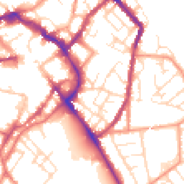 Daytime road noise heatmap for LE11 1BW
