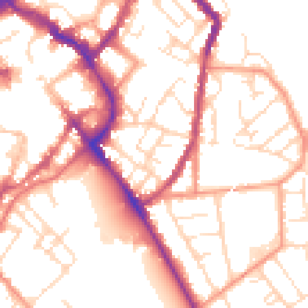 Daytime road noise heatmap for LE11 1BY