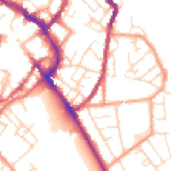 Daytime road noise heatmap for LE11 1BZ