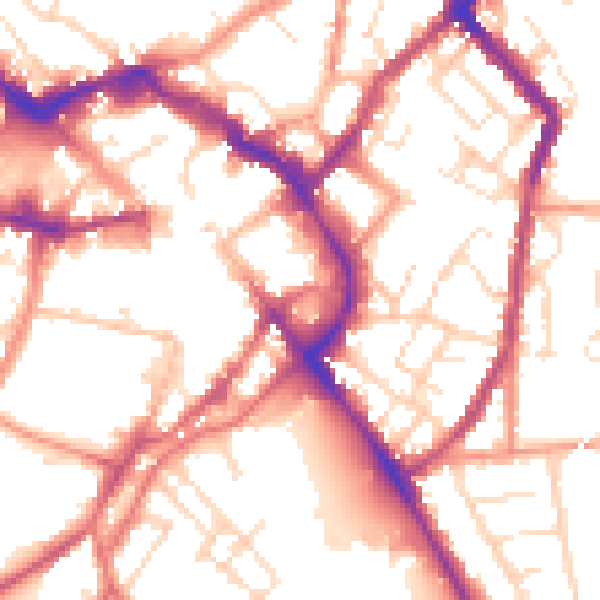 Daytime road noise heatmap for LE11 1DB