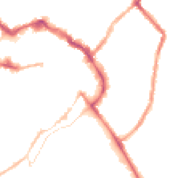 Night-time road noise heatmap for LE11 1DB