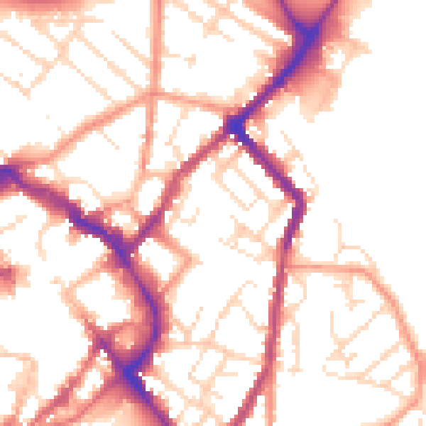Daytime road noise heatmap for LE11 1DD