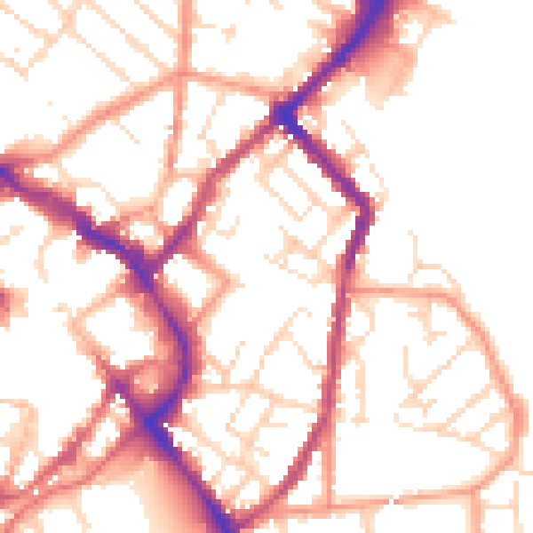 Daytime road noise heatmap for LE11 1DF