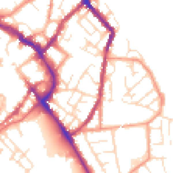 Daytime road noise heatmap for LE11 1DG