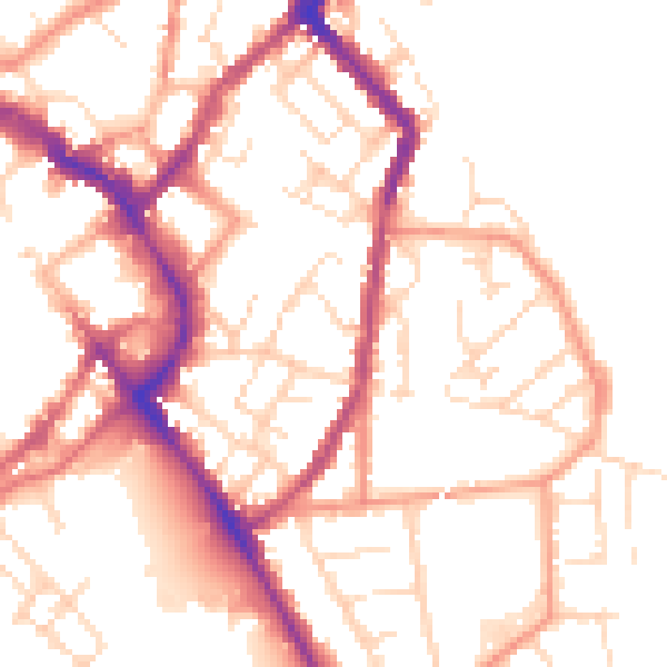 Daytime road noise heatmap for LE11 1DH