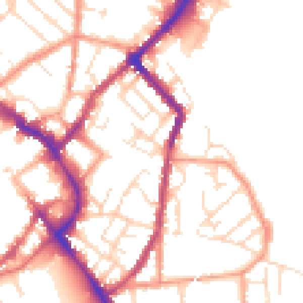 Daytime road noise heatmap for LE11 1DJ