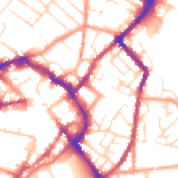 Daytime road noise heatmap for LE11 1DN