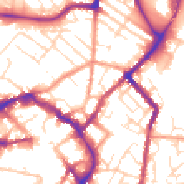 Daytime road noise heatmap for LE11 1EY