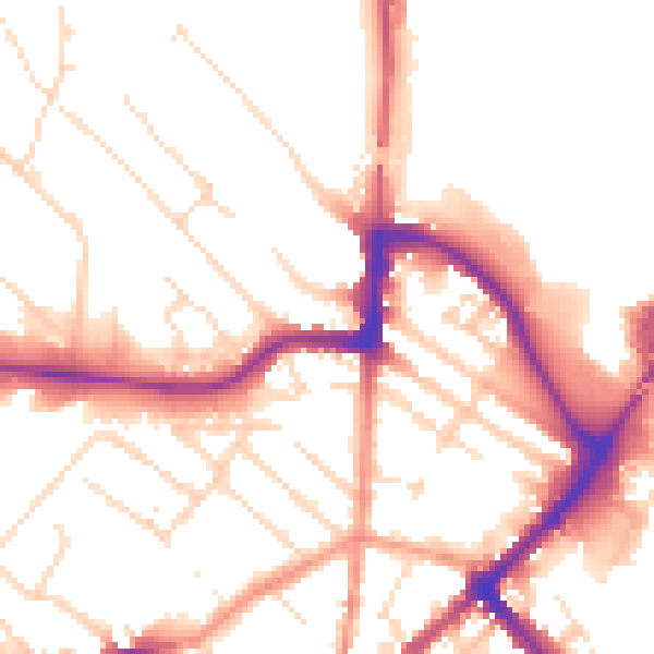 Daytime road noise heatmap for LE11 1JA