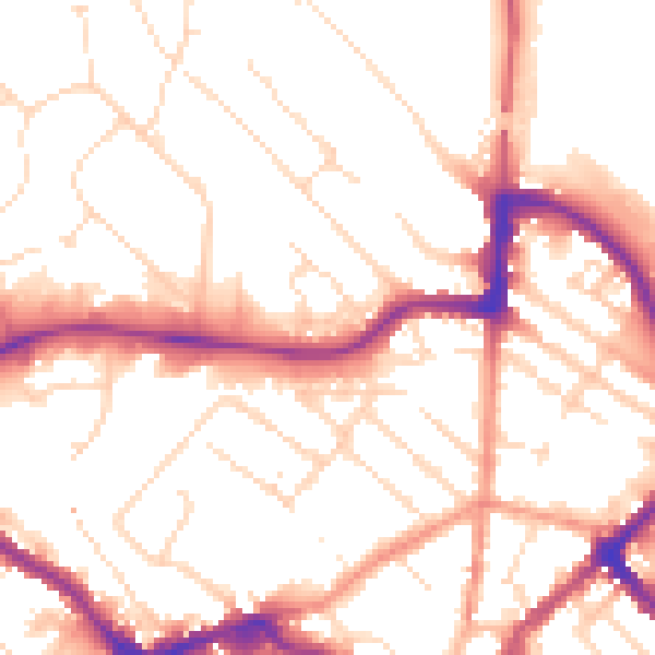 Daytime road noise heatmap for LE11 1LY