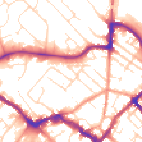 Daytime road noise heatmap for LE11 1NG