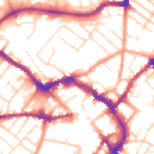 Daytime road noise heatmap for LE11 1NQ