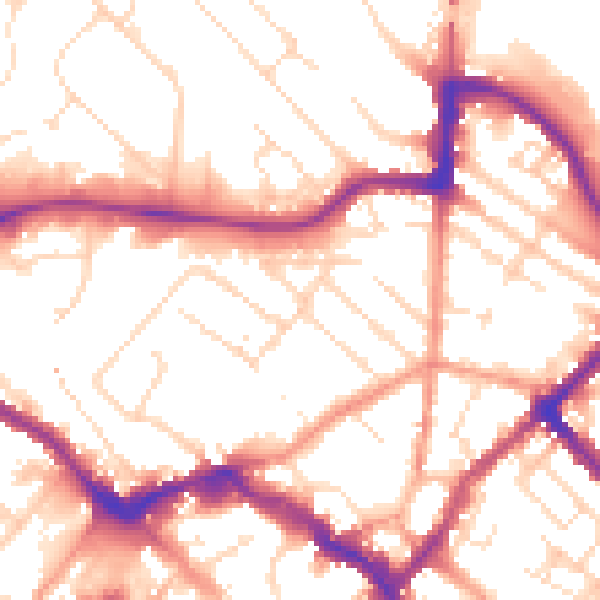 Daytime road noise heatmap for LE11 1NW