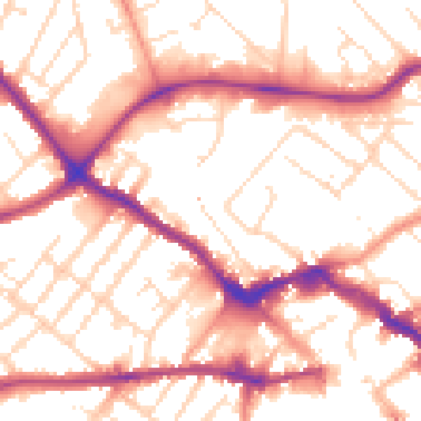 Daytime road noise heatmap for LE11 1PZ