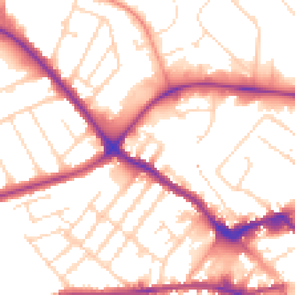 Daytime road noise heatmap for LE11 1QF