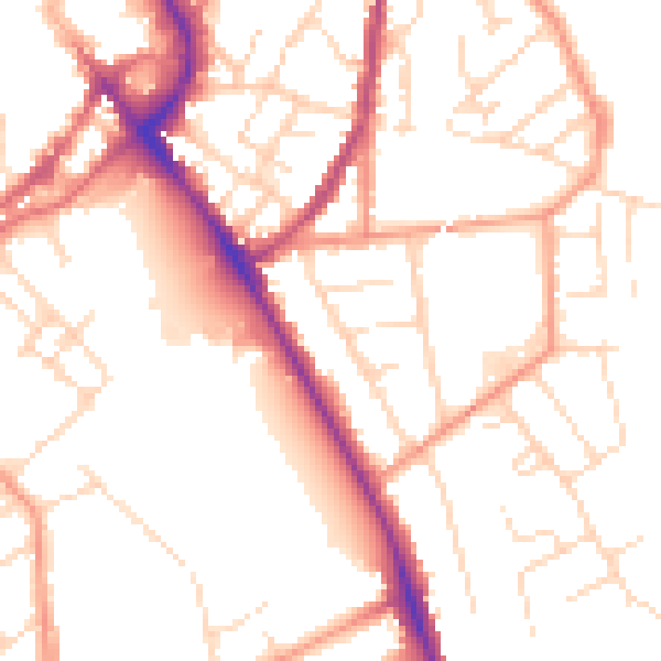 Daytime road noise heatmap for LE11 1RB