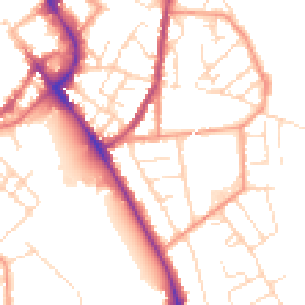 Daytime road noise heatmap for LE11 1RG