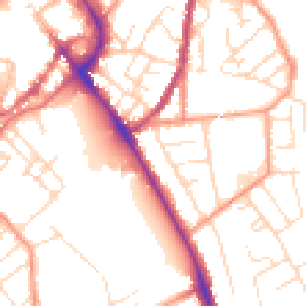 Daytime road noise heatmap for LE11 1SA
