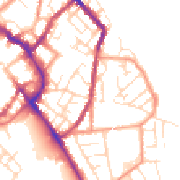 Daytime road noise heatmap for LE11 1SN