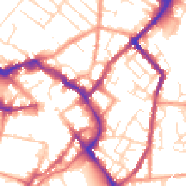 Daytime road noise heatmap for LE11 1TQ