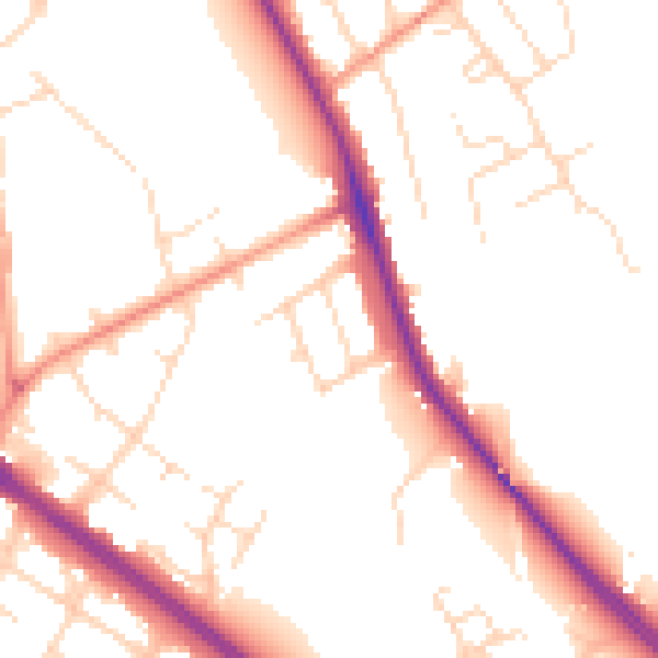 Daytime road noise heatmap for LE11 2AA
