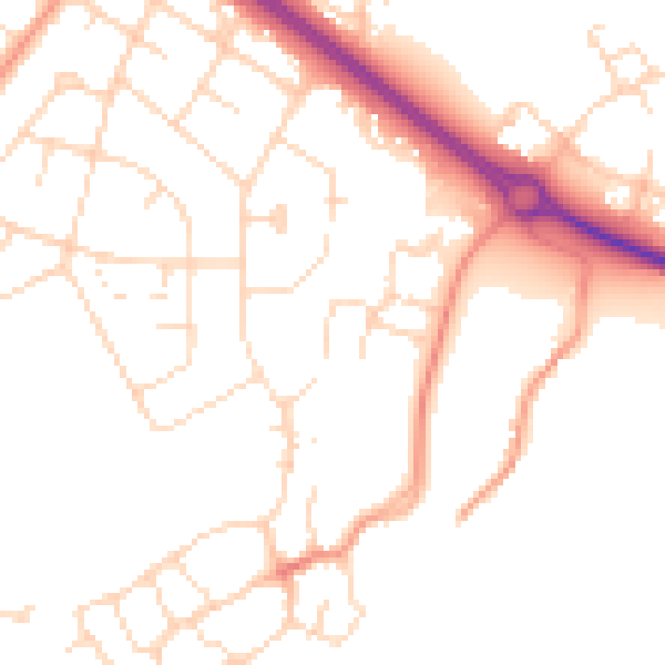 Daytime road noise heatmap for LE11 2AX