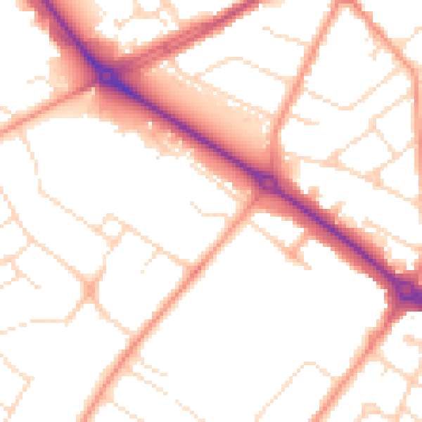 Daytime road noise heatmap for LE11 2BJ
