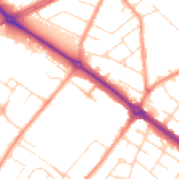 Daytime road noise heatmap for LE11 2BL