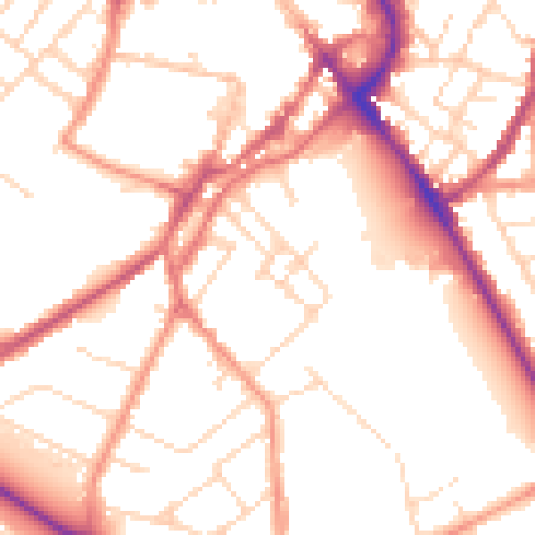 Daytime road noise heatmap for LE11 2DN