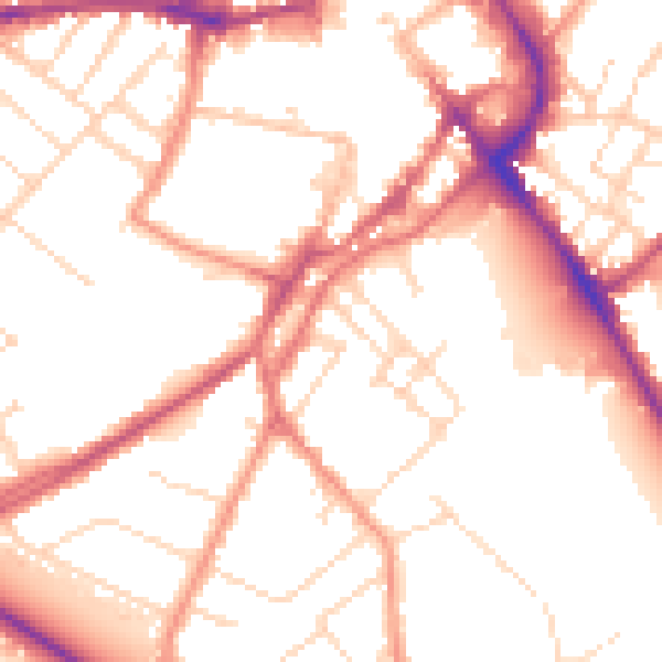 Daytime road noise heatmap for LE11 2DR