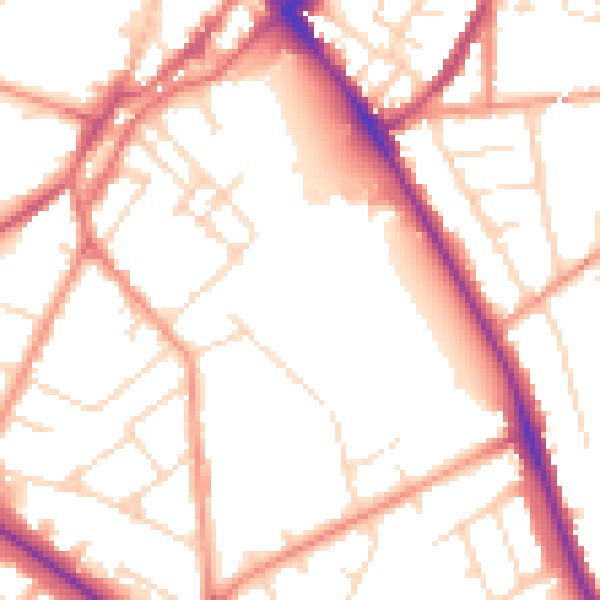Daytime road noise heatmap for LE11 2DU