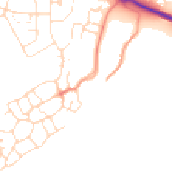 Daytime road noise heatmap for LE11 2HZ