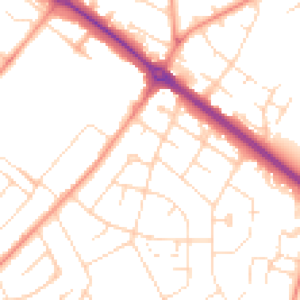 Daytime road noise heatmap for LE11 2JA