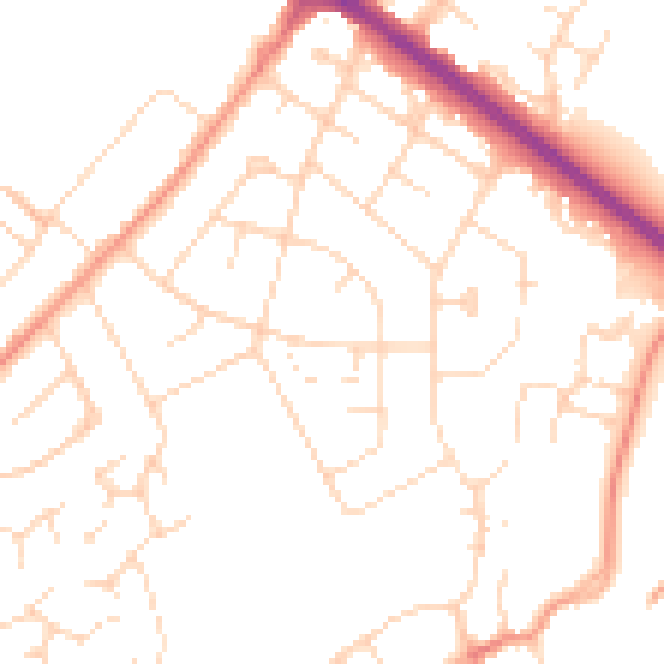 Daytime road noise heatmap for LE11 2JD
