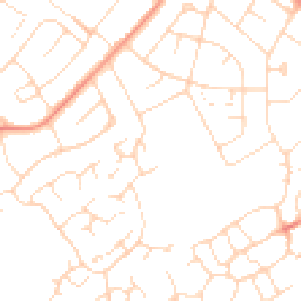Daytime road noise heatmap for LE11 2JZ