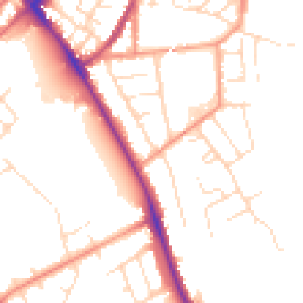 Daytime road noise heatmap for LE11 2NR