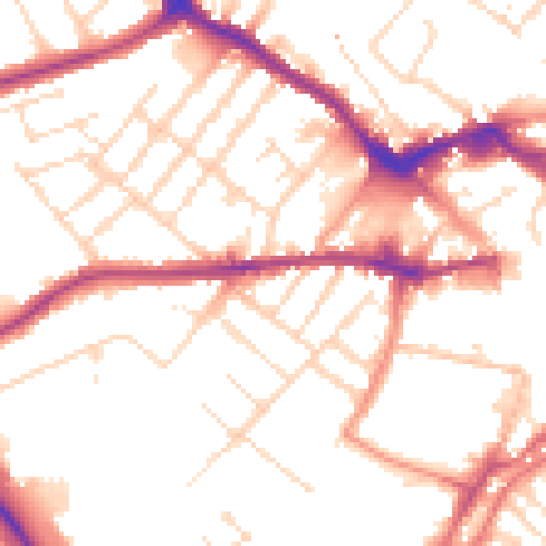 Daytime road noise heatmap for LE11 3AF