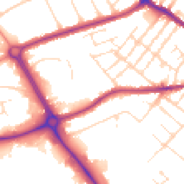 Daytime road noise heatmap for LE11 3AP