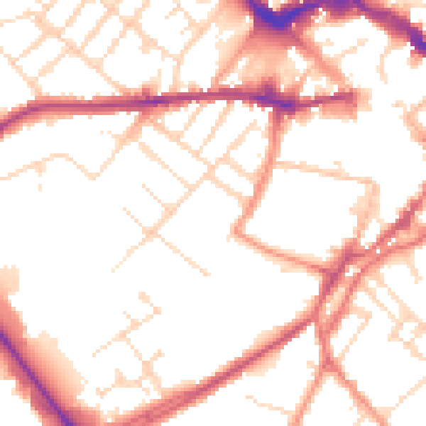 Daytime road noise heatmap for LE11 3AT